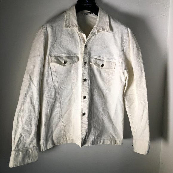 Turbulence White Cotton Denim Jacket Mens - Picture 5 of 10